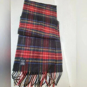 Cashmink plaid scarf, 100% Acrylic, 10 x 65 black, Black,red